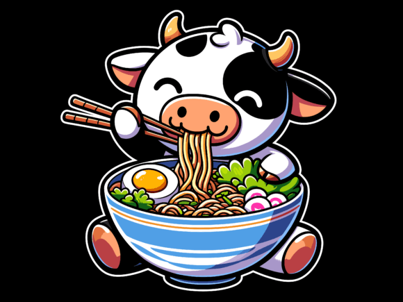 Cow Dog with a Bowl of Ramen T-Shirt.