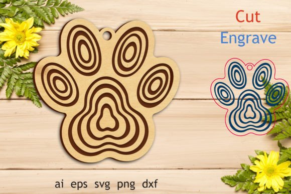 Dog Paw Keychain Laser Cut