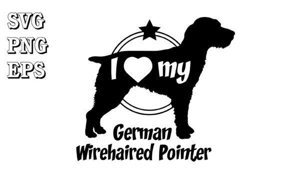 German Wirehaired Pointer Dog Silhouet