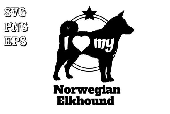 Norwegian Elkhound Dog Silhouette