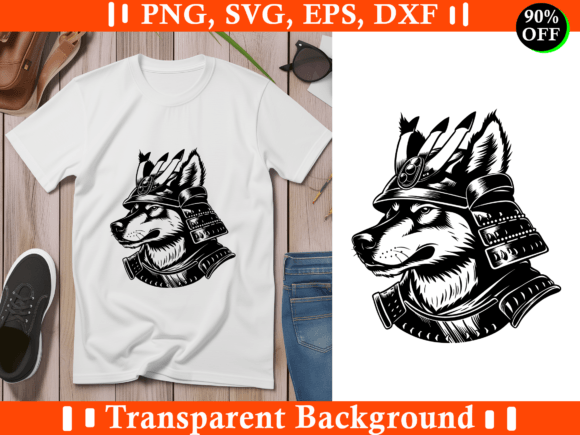 Samurai Dog T-shirt Design, Dog Png